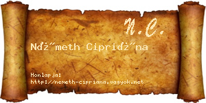 Németh Cipriána névjegykártya